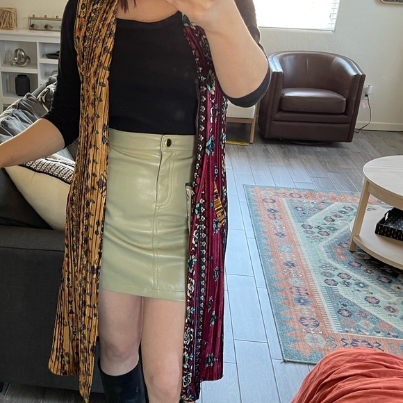 Dor Dor Couture Velvet Duster (Long Vest) in Burgundy & Mustard, Size M•••Boho - Picture 4 of 16